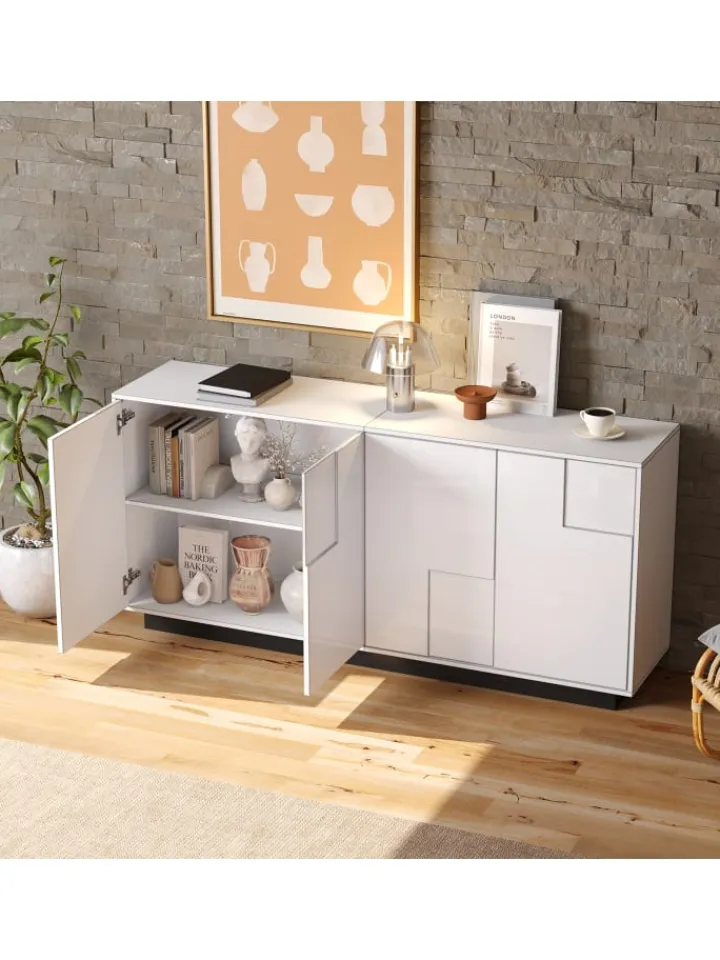 ABRIHOME Regale & Schränke<Sideboard mit Push-to-Open & Kippschutz