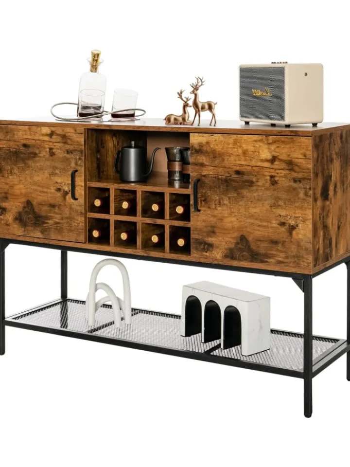 COSTWAY Regale & Schränke<Sideboard mit Weinregal 120cm in Braun