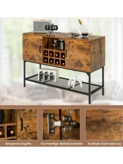 COSTWAY Regale & Schränke<Sideboard mit Weinregal 120cm in Braun