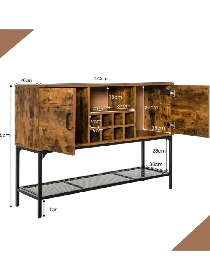 COSTWAY Regale & Schränke<Sideboard mit Weinregal 120cm in Braun
