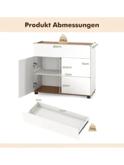 COSTWAY Regale & Schränke<Sideboard 80x35x70 cm in Weiß
