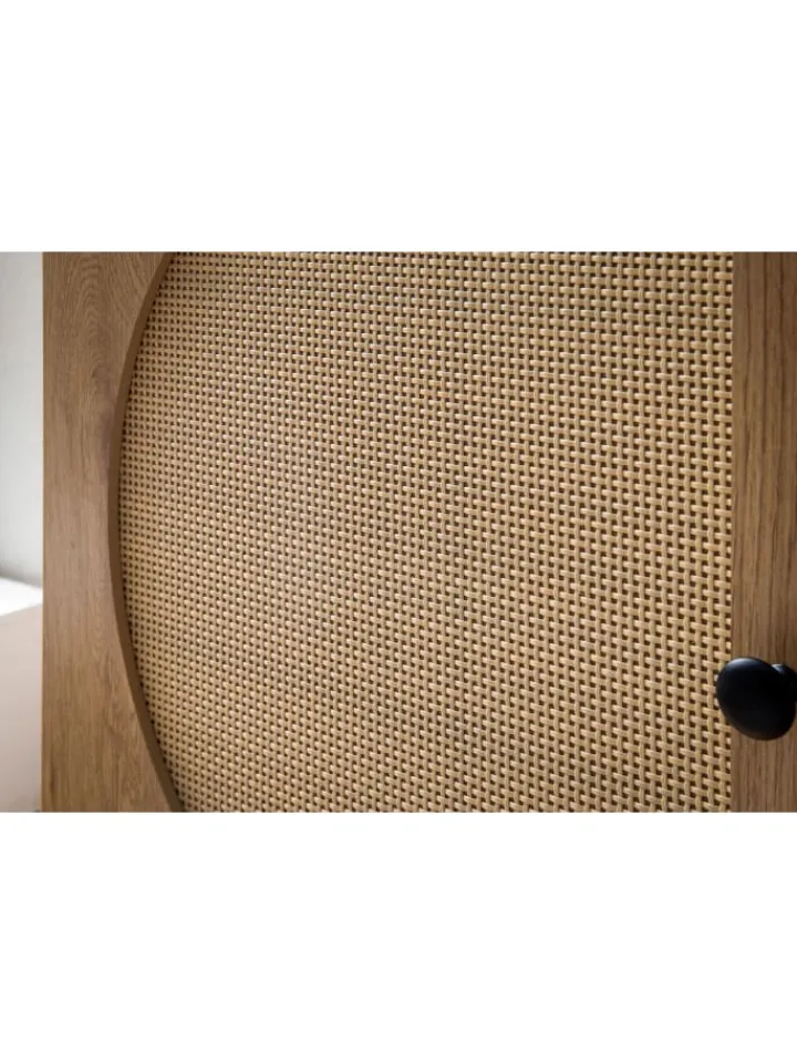 KADIMA DESIGN Regale & Schränke<Sideboard 140x80x40 cm Kommode Eiche-Dekor mit Rattan Geflecht