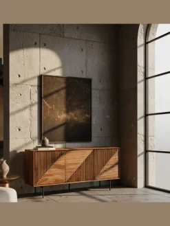 KADIMA DESIGN Regale & Schränke<Sideboard 148x72x40 cm Massivholz / Metall Anrichte, Kommode