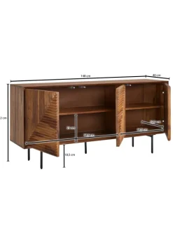 KADIMA DESIGN Regale & Schränke<Sideboard 148x72x40 cm Massivholz / Metall Anrichte, Kommode
