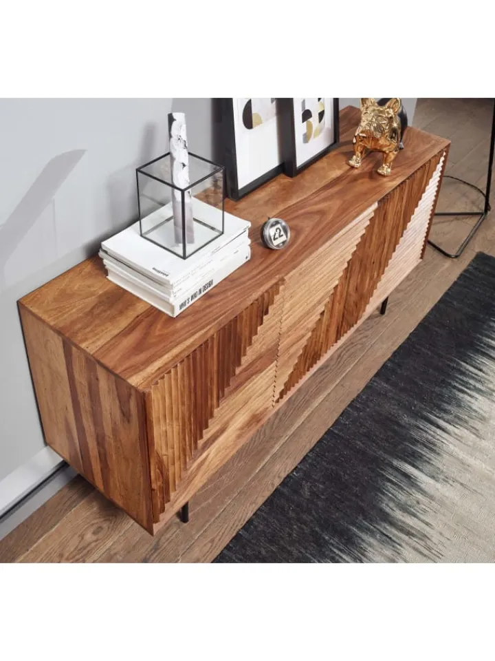 KADIMA DESIGN Regale & Schränke<Sideboard 148x72x40 cm Massivholz / Metall Anrichte, Kommode