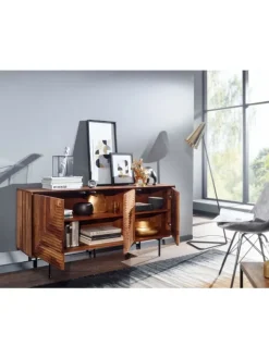 KADIMA DESIGN Regale & Schränke<Sideboard 148x72x40 cm Massivholz / Metall Anrichte, Kommode