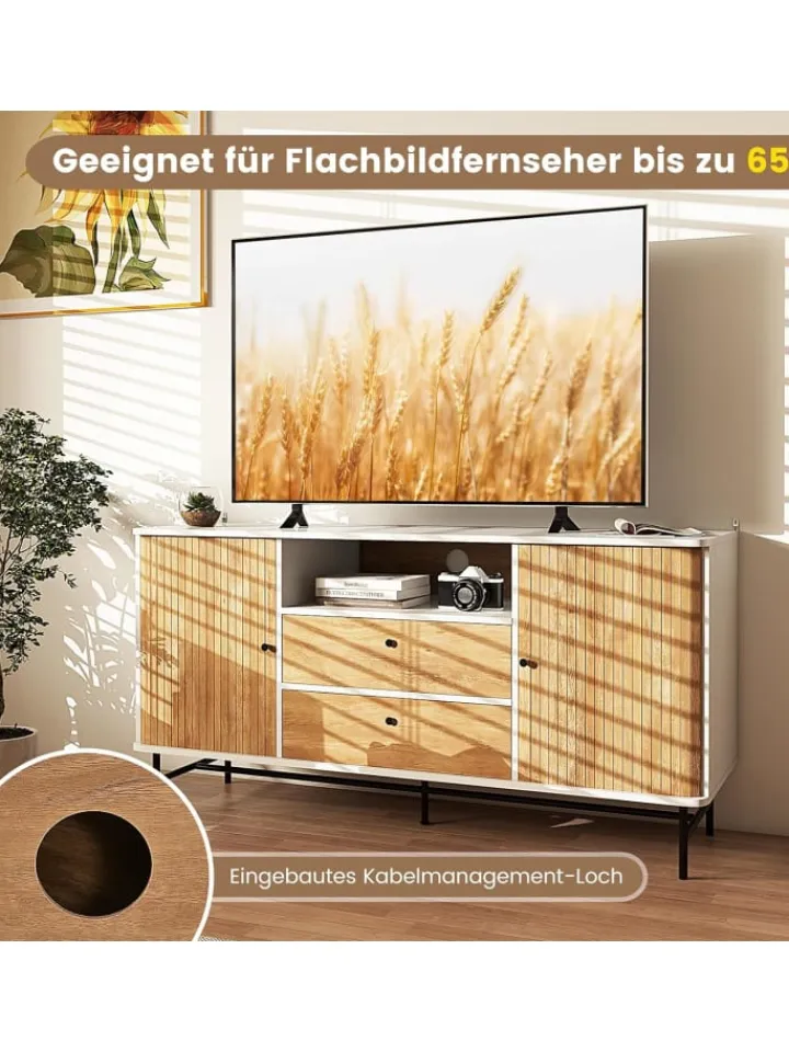 COSTWAY Regale & Schränke<Sideboard 150x45x74cm in Weiß