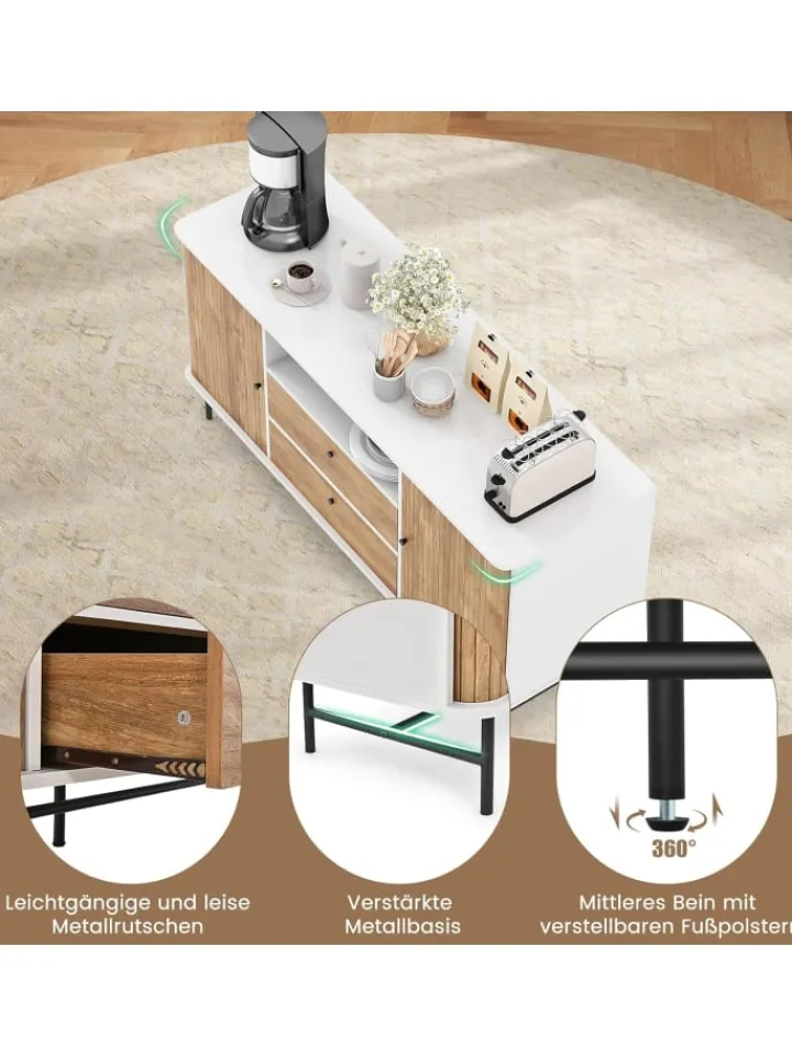 COSTWAY Regale & Schränke<Sideboard 150x45x74cm in Weiß