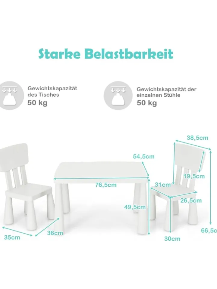 COSTWAY Möbel-Sets<Sitzgruppe 3 tlg. Set in Weiß
