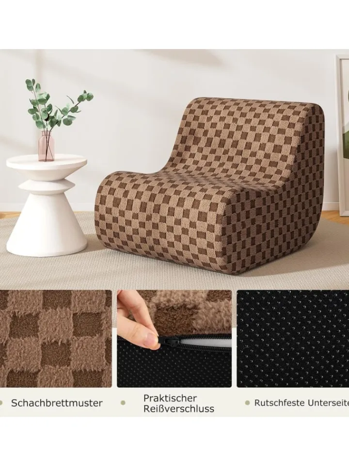 COSTWAY Sitzmöbel<Sitzsack Sessel mit Hocker in Braun
