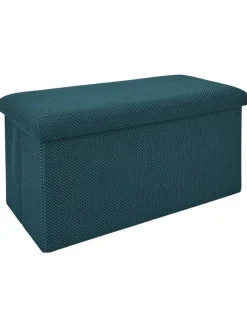 Rétro Chic Sitzmöbel<Sitztruhe "Atome" in Petrol - (B)77 x (H)38 x (T)38 cm