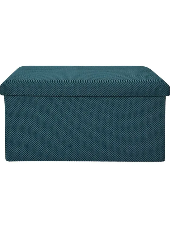 Rétro Chic Sitzmöbel<Sitztruhe "Atome" in Petrol - (B)77 x (H)38 x (T)38 cm