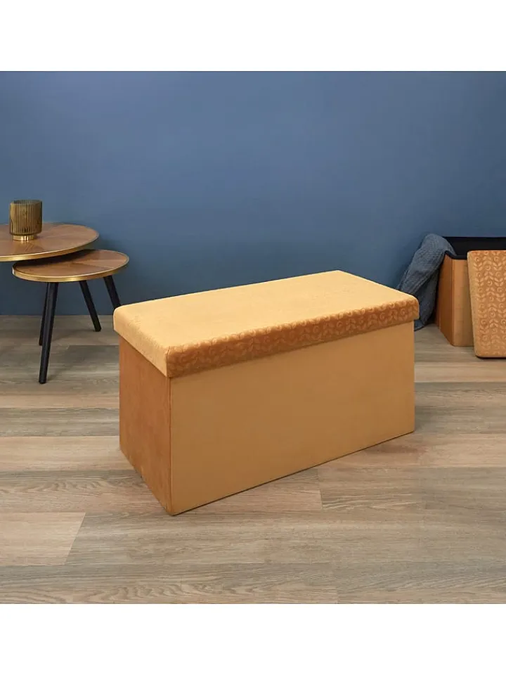 Rétro Chic Sitzmöbel<Sitztruhe in Gelb - (B)76 x (H)38 x (T)38 cm