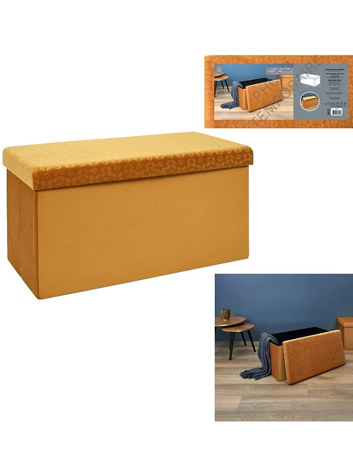 Rétro Chic Sitzmöbel<Sitztruhe in Gelb - (B)76 x (H)38 x (T)38 cm
