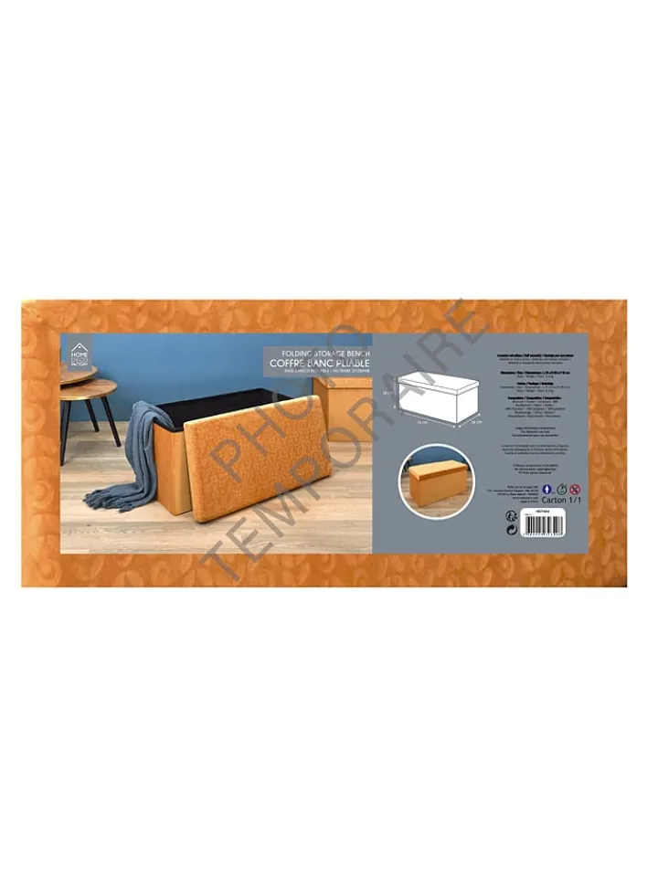 Rétro Chic Sitzmöbel<Sitztruhe in Gelb - (B)76 x (H)38 x (T)38 cm