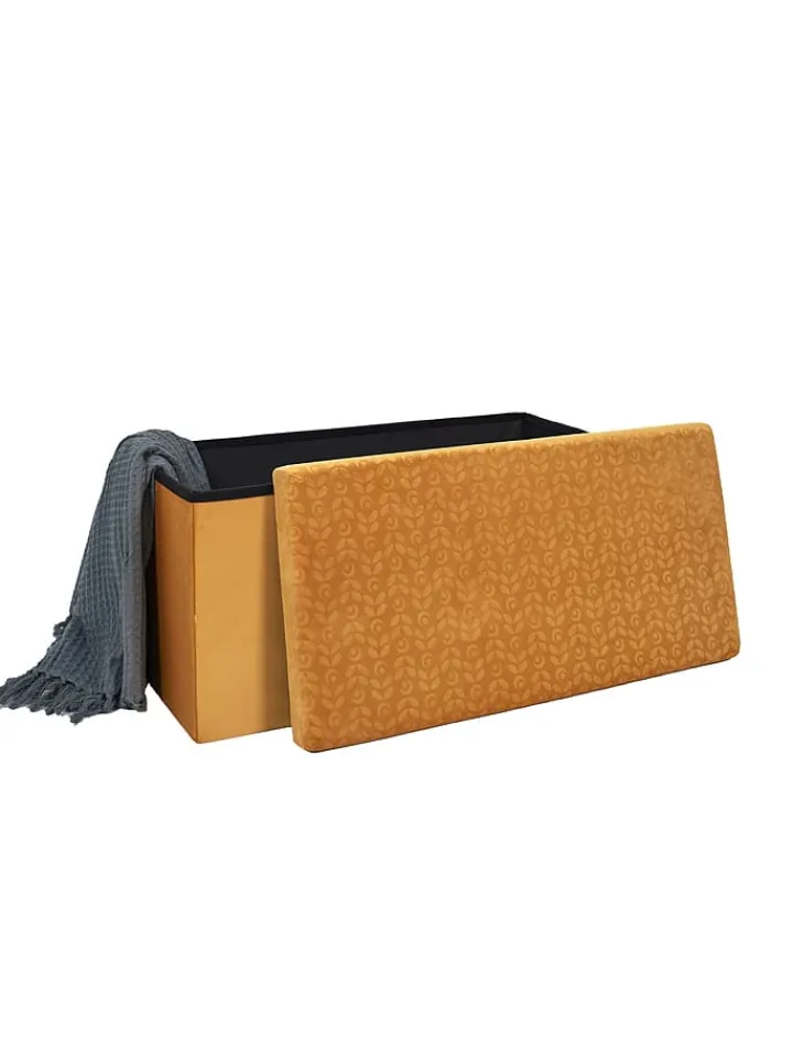 Rétro Chic Sitzmöbel<Sitztruhe in Gelb - (B)76 x (H)38 x (T)38 cm