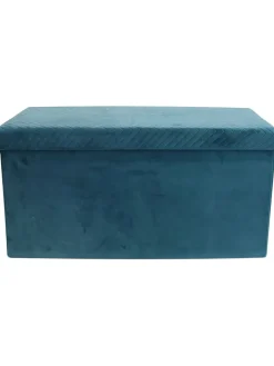 Rétro Chic Sitzmöbel<Sitztruhe in Petrol - (B)76 x (H)38 x (T)38 cm