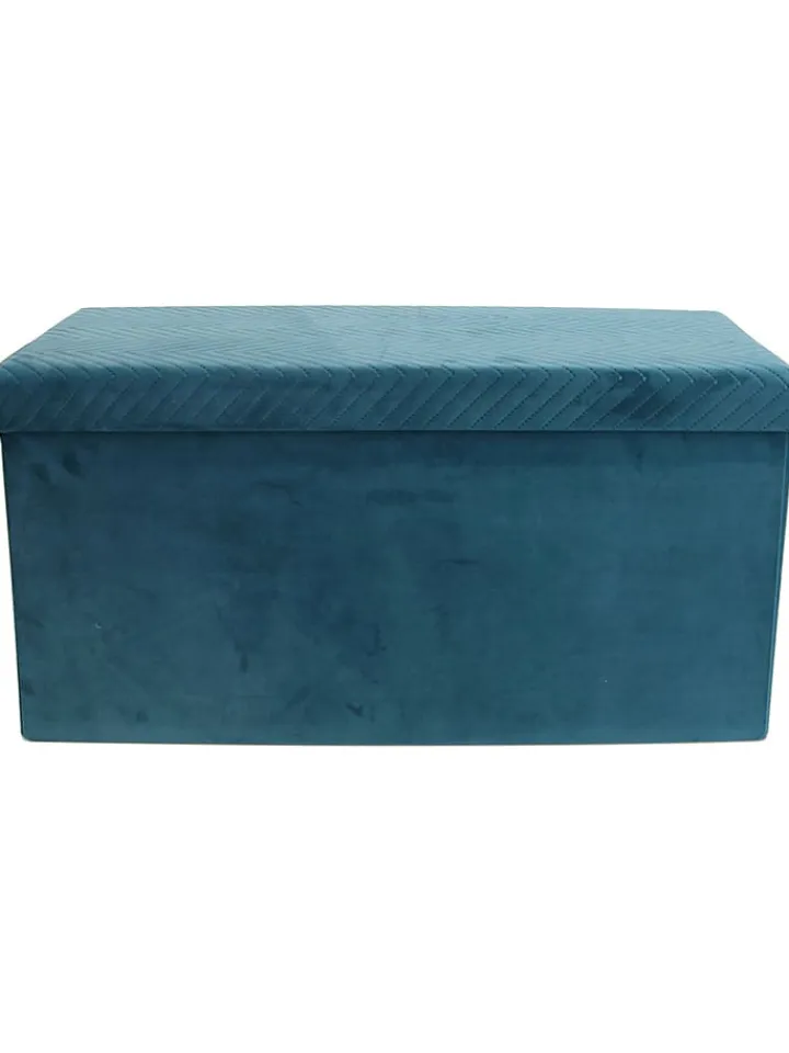 Rétro Chic Sitzmöbel<Sitztruhe in Petrol - (B)76 x (H)38 x (T)38 cm