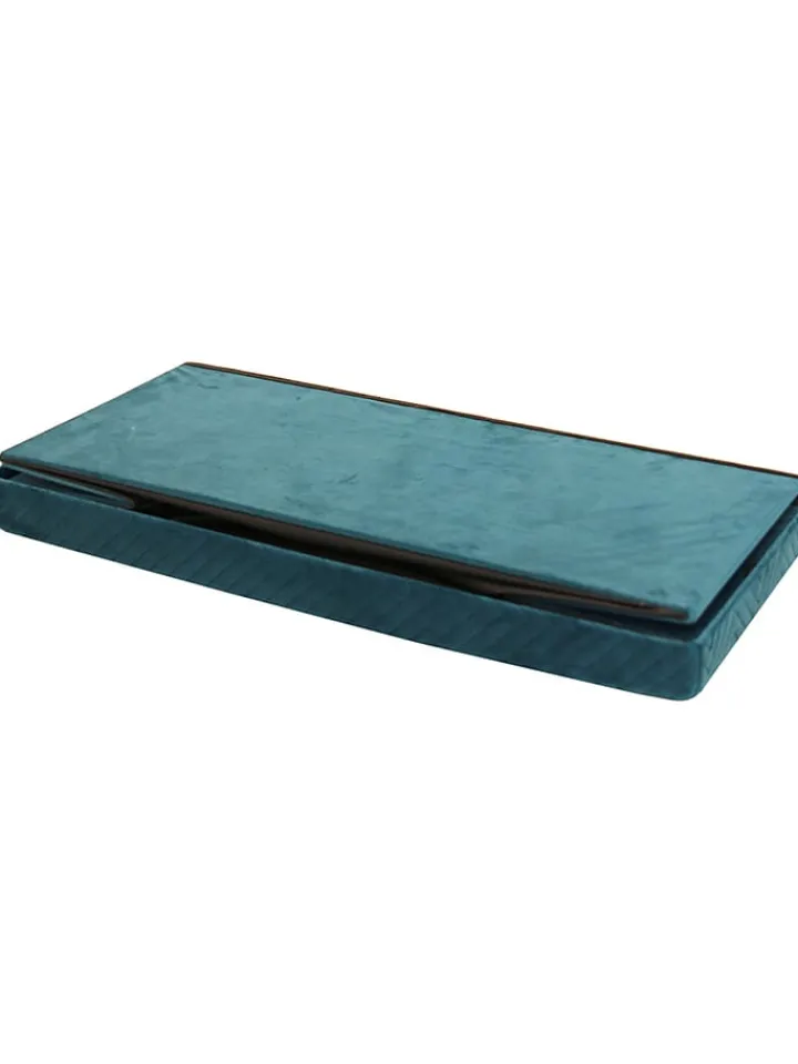 Rétro Chic Sitzmöbel<Sitztruhe in Petrol - (B)76 x (H)38 x (T)38 cm