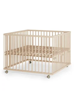 Sämann Babymöbel<Laufgitter mit Lattenrost & Schlupfsprossen - natur - Premium Kollektion