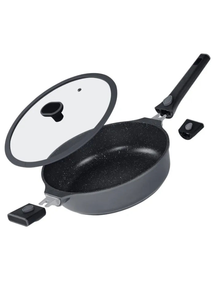 Stoneline Kochgeschirr<SMART Schmorpfanne 28 cm, abnehmbarer Griff | mit Deckel in Anthrazit