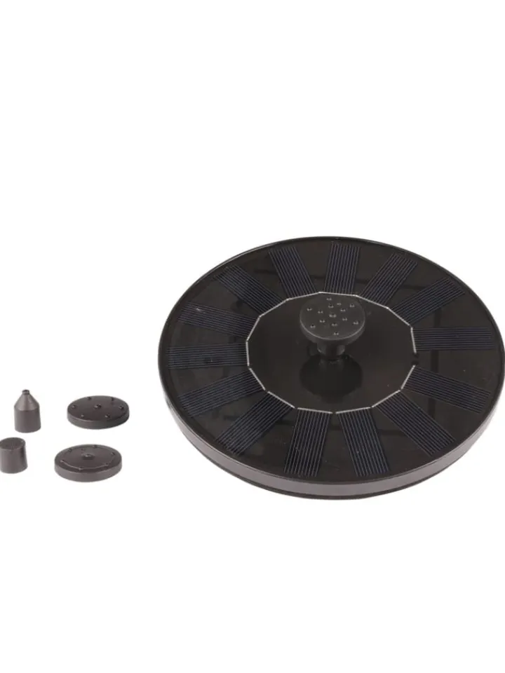 GORANDO Gartendekoration<Solar Teichpumpe schwimmende Fontäne 4 Aufsätze D: 16cm in schwarz