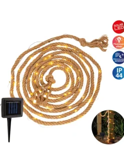 näve Außenbeleuchtung<Solar-Lichterkette "Canamo" in Hellbraun - (L)800 cm