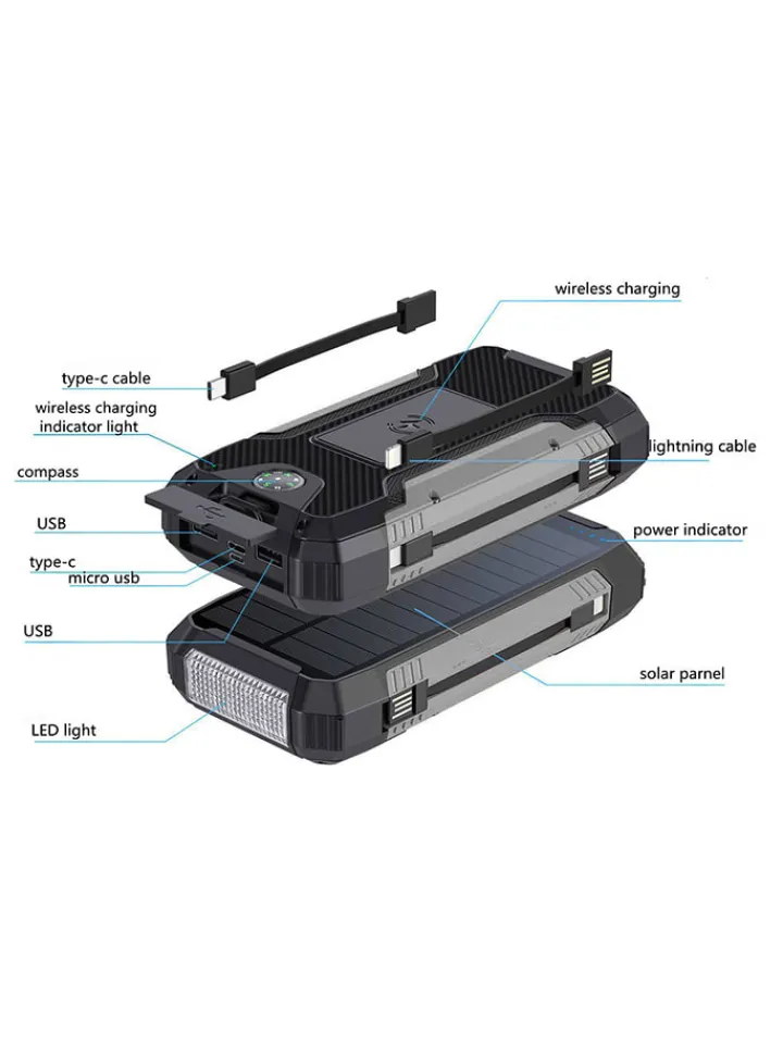 SWEET ACCESS Technikzubehör<Solar-Powerbank 30.000 mAh in Grau