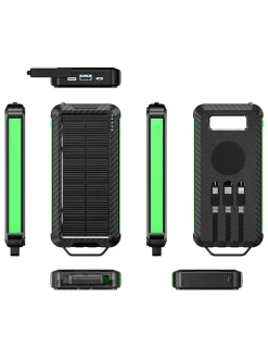 SmartCase Technikzubehör<Solar-Powerbank in Schwarz/ Grün - 20.000 mAh