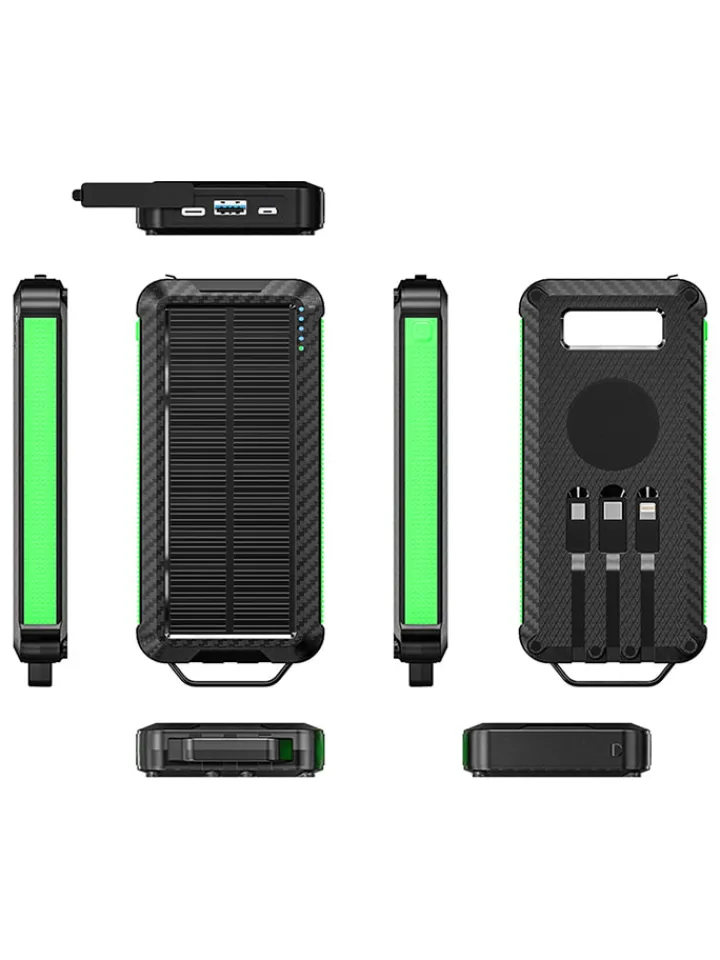 SmartCase Technikzubehör<Solar-Powerbank in Schwarz/ Grün - 20.000 mAh