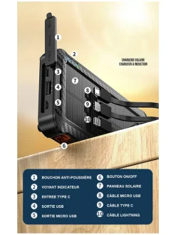 SmartCase Technikzubehör<Solar-Powerbank in Schwarz/ Grün - 20.000 mAh