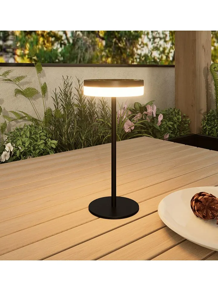 lumisky Außenleuchten|Außenbeleuchtung<Solar-Tischleuchte "Vivia Mini" in Schwarz - (H)27,2 x Ø 15,5 cm