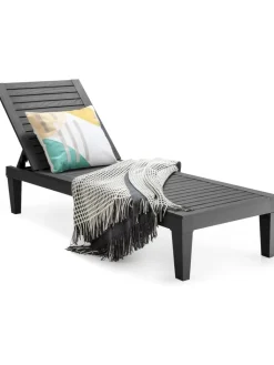 COSTWAY Gartenmöbel<Sonnenliege 190 cm verstellbar in Schwarz