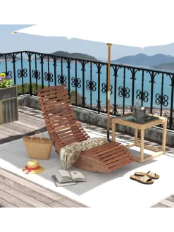 COSTWAY Gartenmöbel<Sonnenliege ergonomisch in Hellbraun