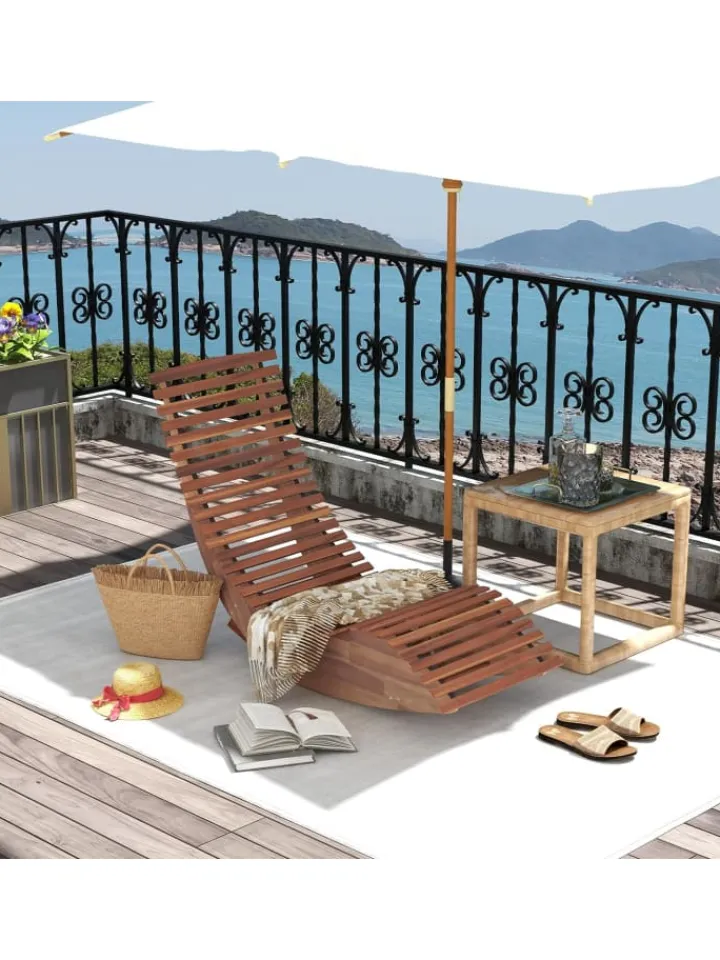 COSTWAY Gartenmöbel<Sonnenliege ergonomisch in Hellbraun