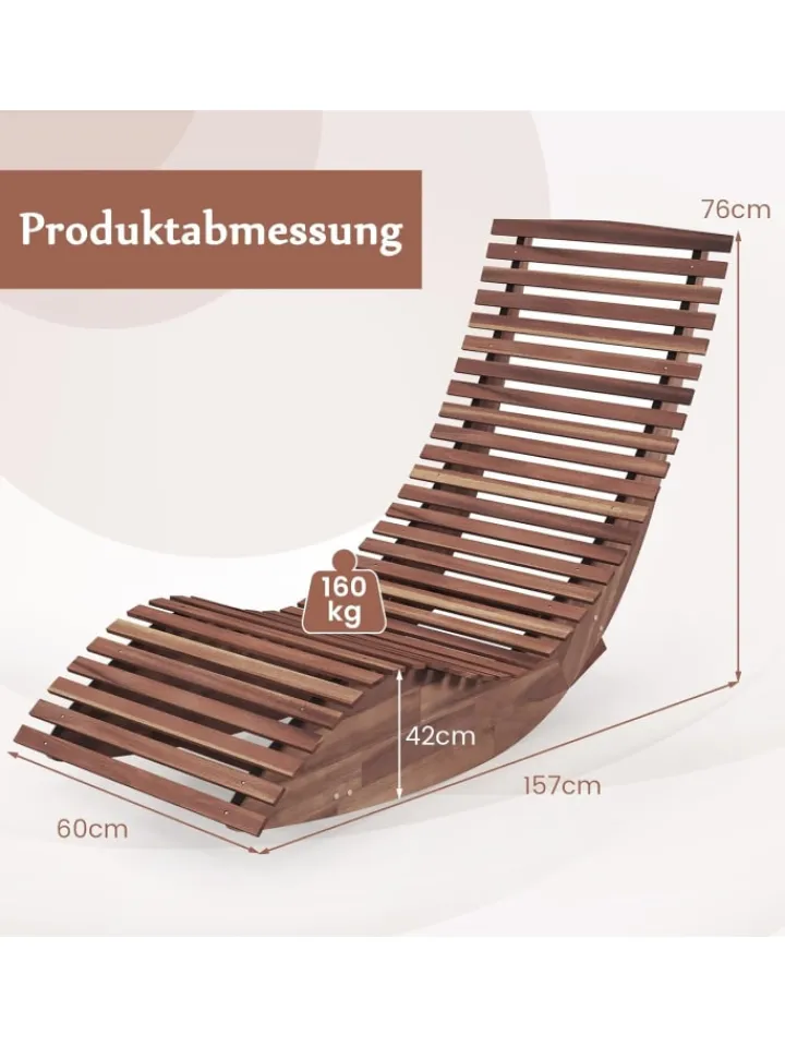 COSTWAY Gartenmöbel<Sonnenliege ergonomisch in Hellbraun
