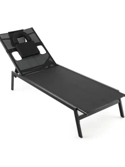 COSTWAY Gartenmöbel<Sonnenliege in Schwarz