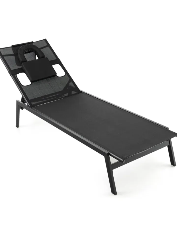 COSTWAY Gartenmöbel<Sonnenliege in Schwarz