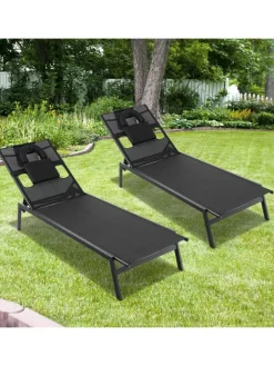 COSTWAY Gartenmöbel<Sonnenliege in Schwarz