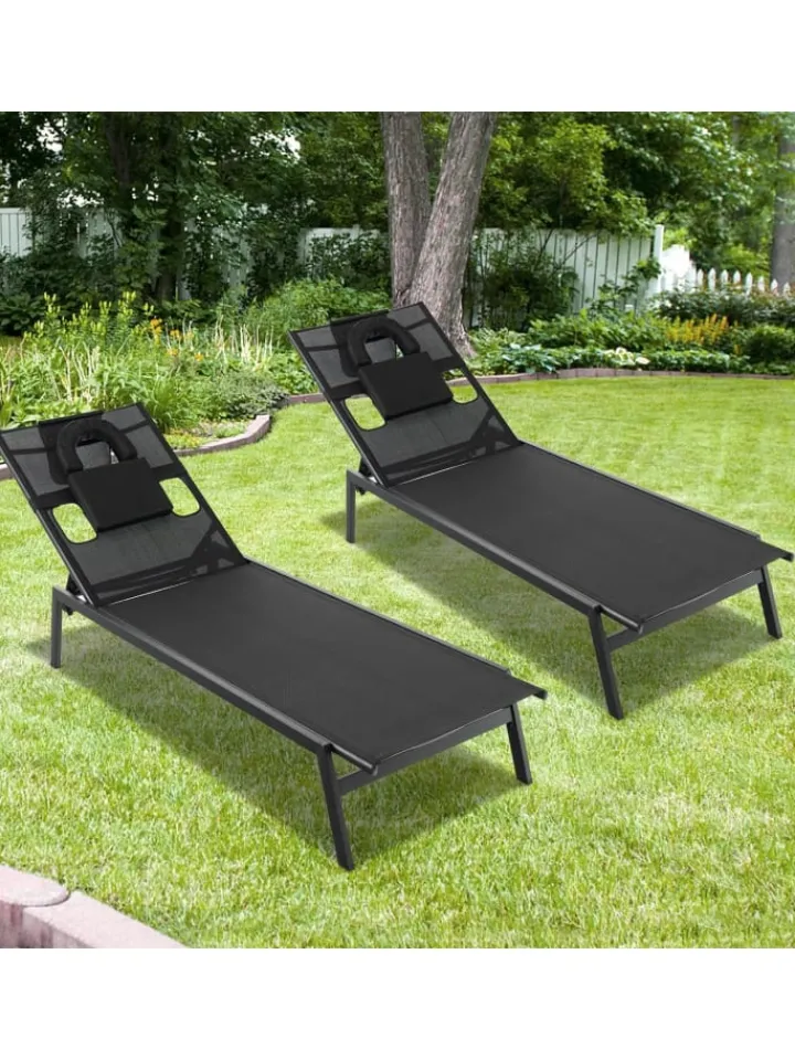 COSTWAY Gartenmöbel<Sonnenliege in Schwarz