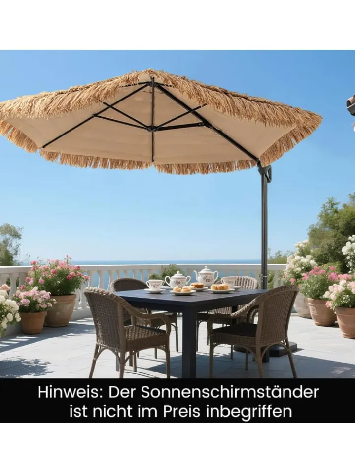 COSTWAY Gartenmöbel<Sonnenschirm Hawaii 270 cm in Braun
