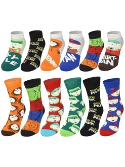 South Park Adventskalender<Socken Adventskalender mit 12 Paar Socken kurz und lang in Mehrfarbig