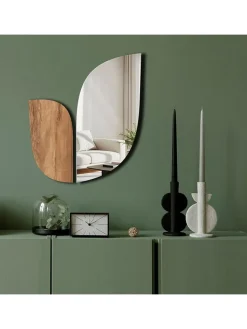 ABERTO DESIGN Spiegel<Spiegel in Silber/ Hellbraun - (B)43 x (H)50 cm