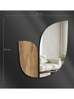 ABERTO DESIGN Spiegel<Spiegel in Silber/ Hellbraun - (B)43 x (H)50 cm