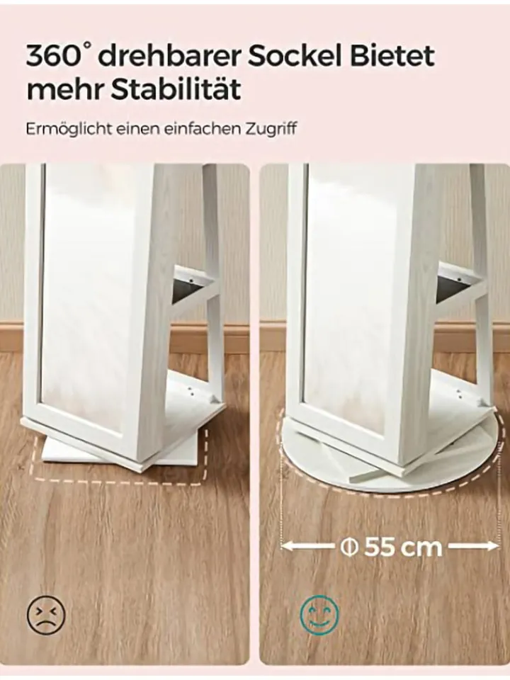 SONGMICS Spiegel<Spiegel in Weiß - (B)55 x (H)161 cm