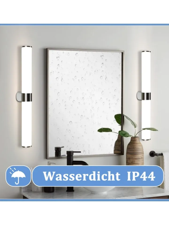 ZMH Wandleuchten<Spiegelleuchte LED in Chrom 15W 4000K Neutralweiß IP44 L 60CM