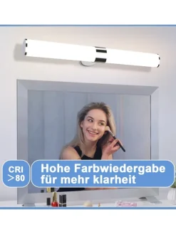 ZMH Wandleuchten<Spiegelleuchte LED in Chrom 15W 4000K Neutralweiß IP44 L 60CM