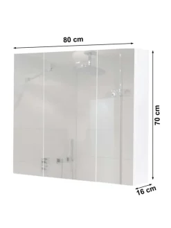 MCW Badezimmermöbel<Spiegelschrank B19b mit 6 Regalböden, Weiß