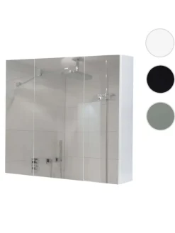 MCW Badezimmermöbel<Spiegelschrank B19b mit 6 Regalböden, Weiß