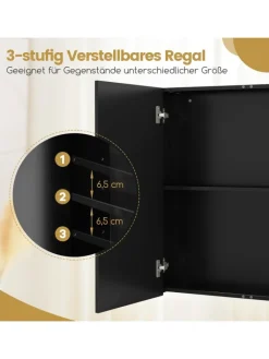 COSTWAY Badmöbel|Badezimmermöbel<Spiegelschrank Bad 62 x 11,5 x 65cm in Schwarz